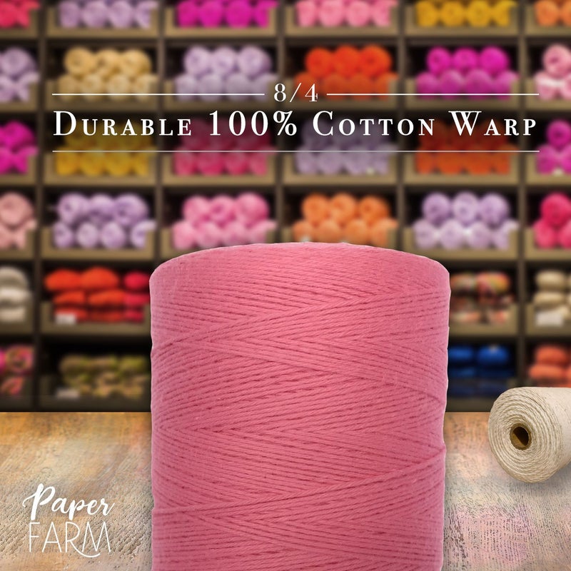 Paper Farm 100% Cotton Loom Warp Thread (Rose), 8/4 Warp Yarn (800 Yards), Perfect for Weaving: Carpet, Tapestry, Rug, Blanket or Pattern - Warping Thread for Any Loom - Image 3